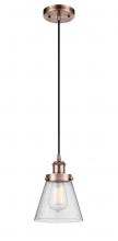 Innovations Lighting 916-1P-AC-G64 - Cone - 1 Light - 6 inch - Antique Copper - Cord hung - Mini Pendant