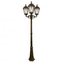 Gama Sonic 98B303 - Royal Bulb Triple Head Lamp Post with GS Solar LED Light Bulb - Weathered Bronze Finish