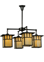 Meyda White 137579 - 31"W Hyde Park Double Bar Mission 4 LT Chandelier