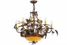 Meyda White 165485 - 34" Wide Greenbriar Oak 9 Light Chandelier