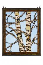 Meyda White 175993 - 24"W X 19"H Birch Tree in Winter Stained Glass Window