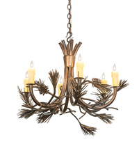 Meyda White 200184 - 29" Wide Woodland Pine 6 Light Chandelier