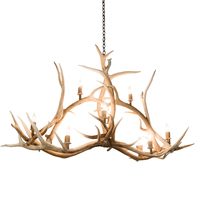 Meyda White 200467 - 66.5" Long Antlers Elk 10 Light Oblong Chandelier