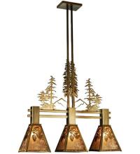 Meyda White 22935 - 30"L Winter Pine Tall Pines 3 LT Island Pendant