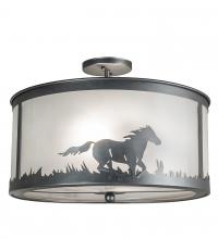 Meyda White 236857 - 19" Wide Running Horses Semi-Flushmount