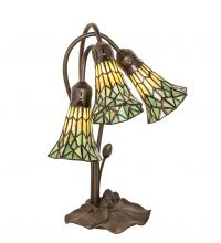 Meyda White 251688 - 16" High Stained Glass Pond Lily 3 Light Accent Lamp