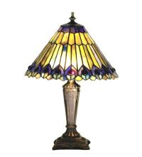 Meyda White 27564 - 17" High Tiffany Jeweled Peacock Accent Lamp