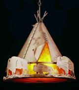 Meyda White 50156 - 20"W Teepee w/ Buffalo Pendant