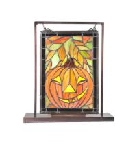 Meyda White 65267 - 9.5"W X 10.5"H Jack O'Lantern Lighted Mini Tabletop Window