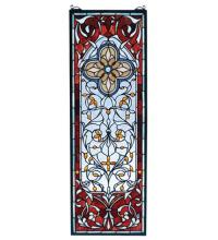 Meyda White 73276 - 11"W X 32"H Versaille Quatrefoil Stained Glass Window